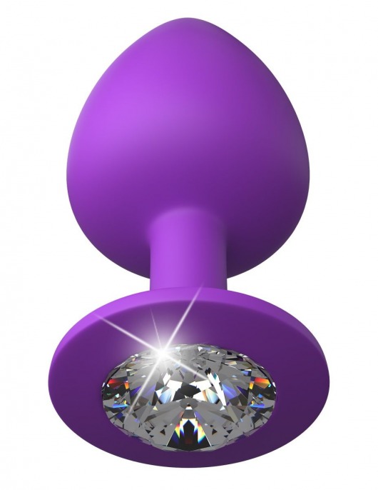 Фиолетовая анальная пробка со стразом Her Little Gem Large Plug - 9,5 см. - Pipedream - купить с доставкой в Нижнем Новгороде