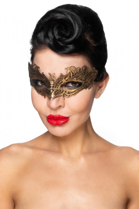 Золотистая карнавальная маска  Денеб - Джага-Джага купить с доставкой
