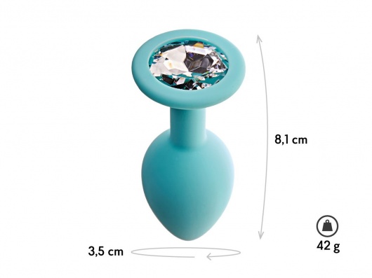 Аквамариновая анальная пробка с прозрачным кристаллом Gamma M - 8,1 см. - Le Frivole - купить с доставкой в Нижнем Новгороде