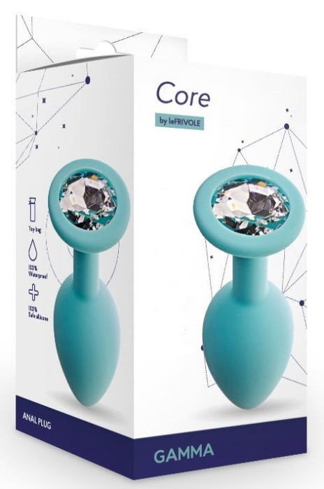 Аквамариновая анальная пробка с прозрачным кристаллом Gamma M - 8,1 см. - Le Frivole - купить с доставкой в Нижнем Новгороде