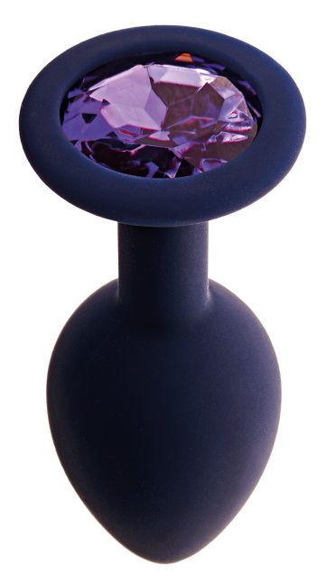Черничная анальная пробка с фиолетовым кристаллом Gamma L - 9,4 см. - Le Frivole - купить с доставкой в Нижнем Новгороде