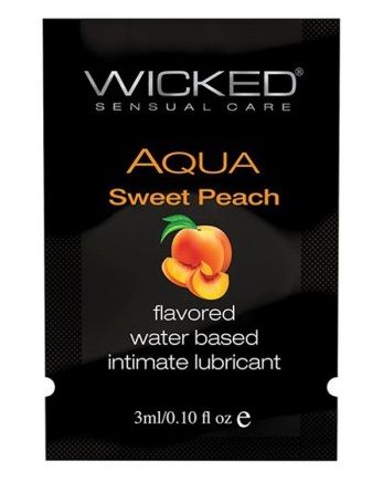 Лубрикант с ароматом спелого персика WICKED AQUA Sweet Peach - 3 мл. - Wicked - купить с доставкой в Нижнем Новгороде