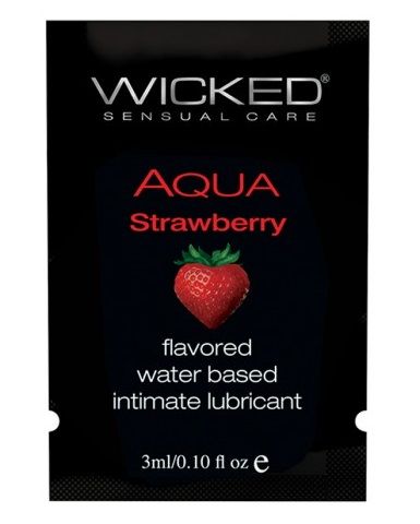 Лубрикант с ароматом клубники WICKED AQUA Strawberry - 3 мл. - Wicked - купить с доставкой в Нижнем Новгороде
