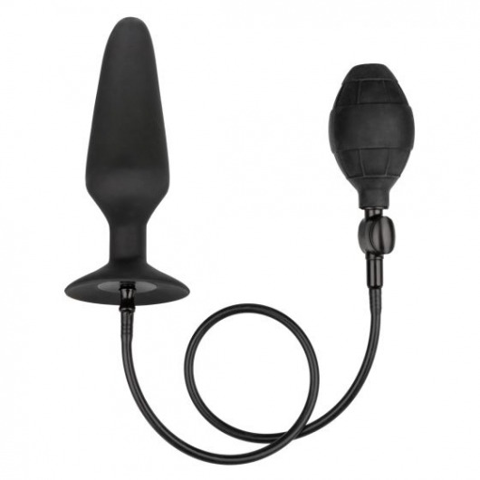 Черная расширяющаяся анальная пробка XL Silicone Inflatable Plug - 16 см. - California Exotic Novelties