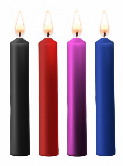 Набор из 4 разноцветных восковых свечей Teasing Wax Candle - Shots Media BV - купить с доставкой в Нижнем Новгороде