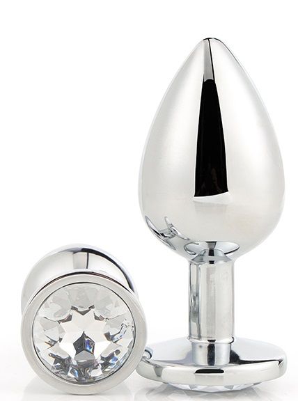 Серебристая анальная втулка с прозрачным кристаллом - 7,1 см. - Dream Toys - купить с доставкой в Нижнем Новгороде