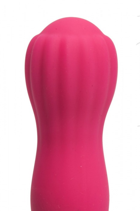 Розовый силиконовый вибратор с бутоном-головкой - 18 см. - 4sexdreaM