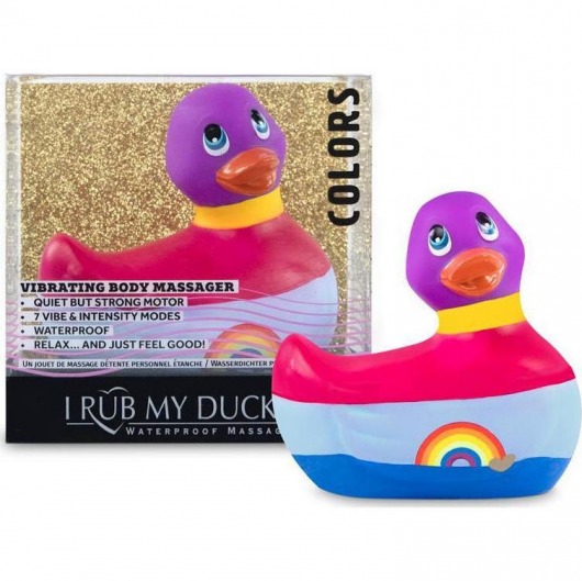 Вибратор-уточка I Rub My Duckie 2.0 Colors с разноцветными полосками - Big Teaze Toys - купить с доставкой в Нижнем Новгороде