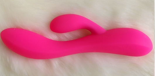 Ярко-розовый вибромассажер-кролик с двумя моторами - 19,5 см. - Aisnn