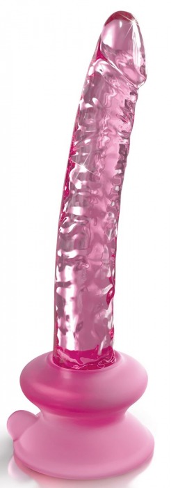 Розовый стеклянный фаллоимитатор Icicles №86 с силиконовой присоской - 17 см. - Pipedream