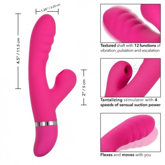 Розовый вибратор-кролик Foreplay Frenzy Pucker с функцией вакуума - California Exotic Novelties