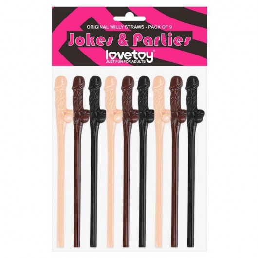 Разноцветные трубочки для коктейля в виде пенисов Willy Straws - 9 шт. - Lovetoy - купить с доставкой в Нижнем Новгороде