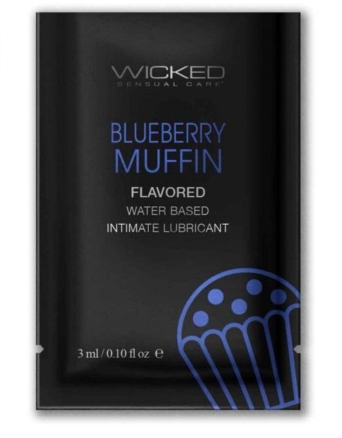 Лубрикант на водной основе с ароматом черничного маффина Wicked Aqua Blueberry Muffin - 3 мл. - Wicked - купить с доставкой в Нижнем Новгороде