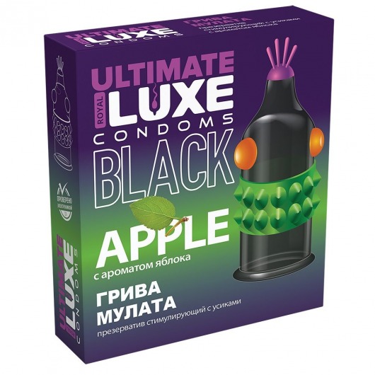 Черный стимулирующий презерватив  Грива мулата  с ароматом яблока - 1 шт. - Luxe - купить с доставкой в Нижнем Новгороде