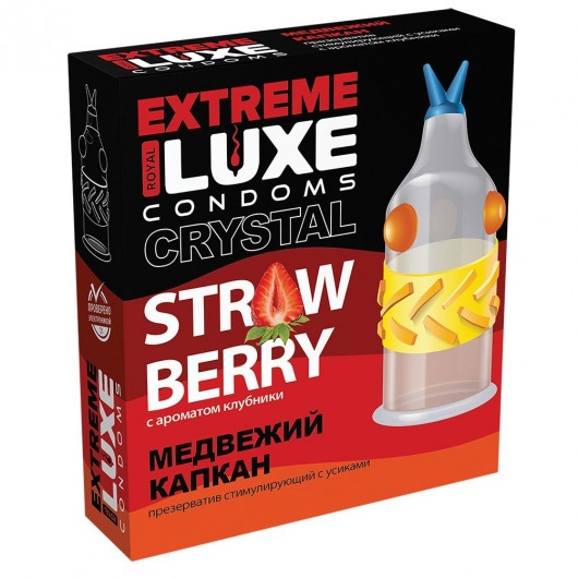Стимулирующий презерватив  Медвежий капкан  с ароматом клубники - 1 шт. - Luxe - купить с доставкой в Нижнем Новгороде