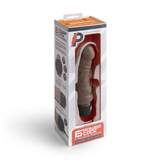 Коричневый вибратор-реалистик 6  Realistic Vibrator - 17 см. - PowerCocks