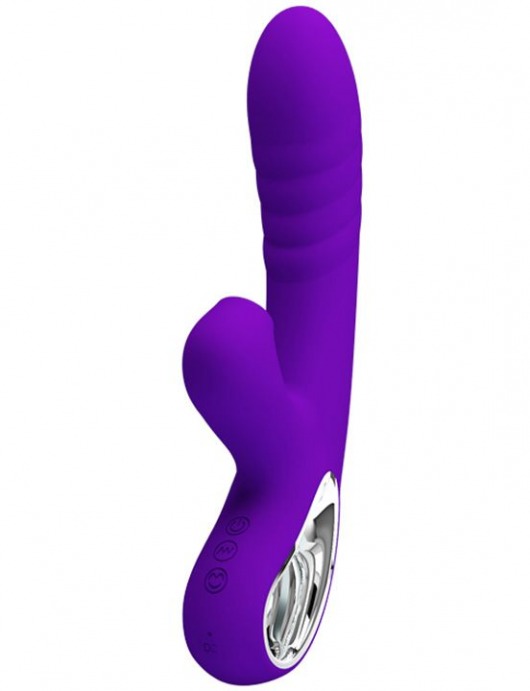 Фиолетовый вибратор Jersey с вакуумной стимуляцией - 21,8 см. - Baile
