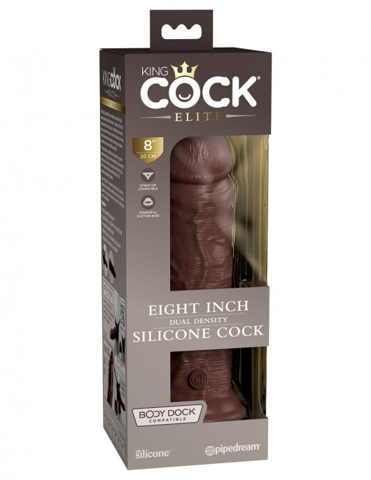 Коричневый фаллоимитатор 8  Silicone Dual Density Cock - 22,8 см. - Pipedream