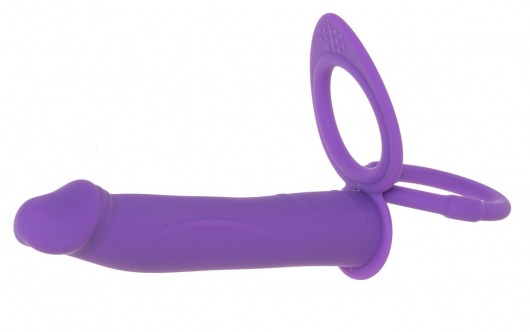 Фиолетовая вибронасадка для двойного проникновения с 2 эрекционными кольцами - 12,7 см. - OYO - купить с доставкой в Нижнем Новгороде