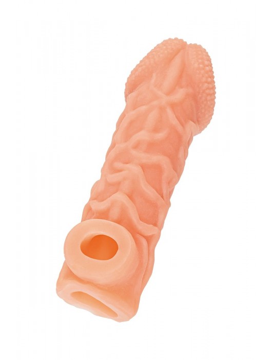 Телесная закрытая насадка с венками Cock Sleeve Size S - 13,8 см. - KOKOS - в Нижнем Новгороде купить с доставкой