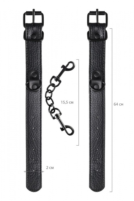 Узкие черные наручники на сцепке - ToyFa - купить с доставкой в Нижнем Новгороде