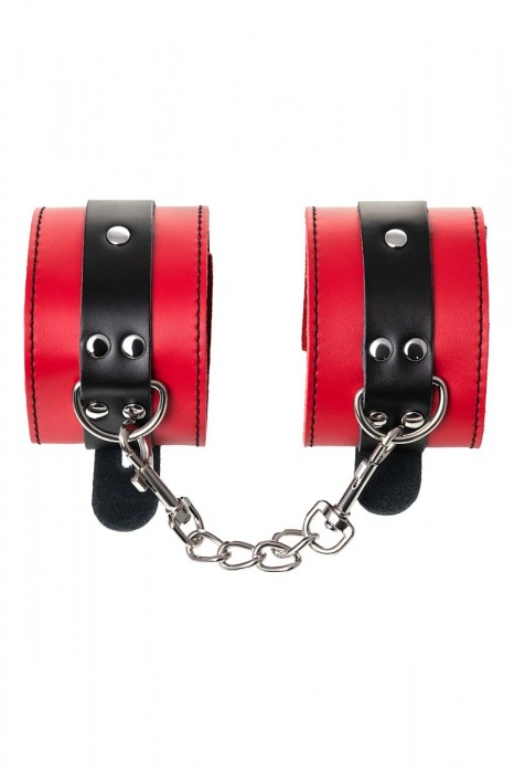 Красно-черные оковы на ноги из кожи - ToyFa - купить с доставкой в Нижнем Новгороде