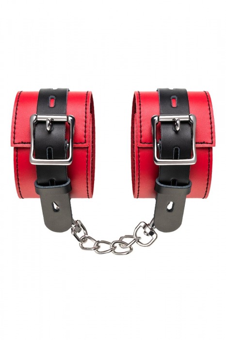 Красно-черные оковы на ноги из кожи - ToyFa - купить с доставкой в Нижнем Новгороде