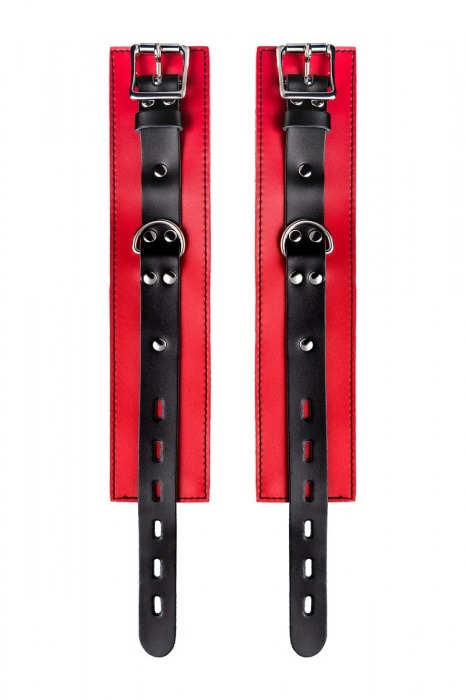 Красно-черные оковы на ноги из кожи - ToyFa - купить с доставкой в Нижнем Новгороде