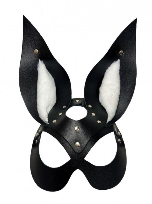 Черная маска зайки с белым мехом на ушках Miss Bunny - БДСМ Арсенал - купить с доставкой в Нижнем Новгороде