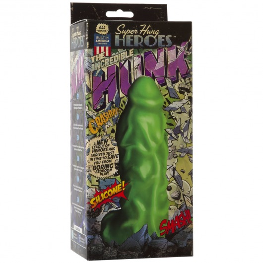 Зеленый фаллоимитатор Халка  SUPER HUNG HEROES The Incredible Hunk - 25 см. - Doc Johnson