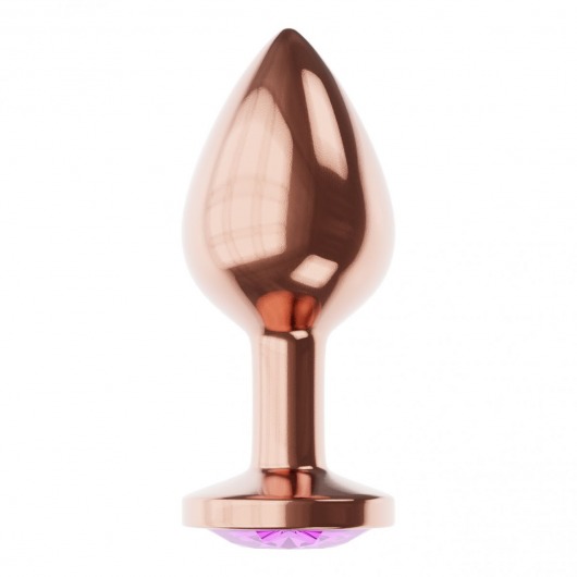 Пробка цвета розового золота с фиолетовым кристаллом Diamond Amethyst Shine S - 7,2 см. - Lola Games - купить с доставкой в Нижнем Новгороде