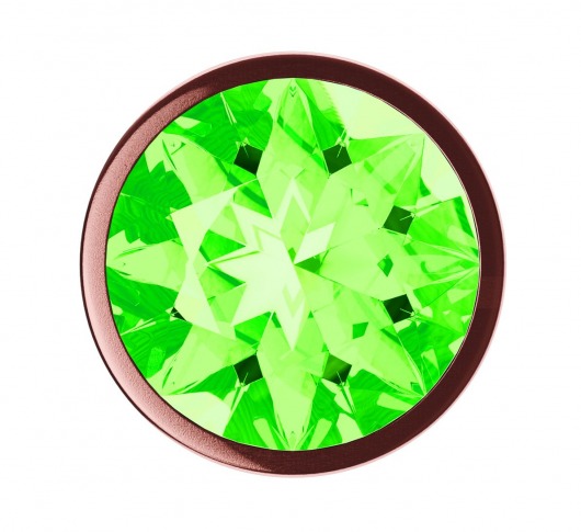 Пробка цвета розового золота с лаймовым кристаллом Diamond Emerald Shine S - 7,2 см. - Lola Games - купить с доставкой в Нижнем Новгороде