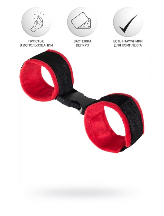 Красно-черные велюровые оковы Anonymo - ToyFa - купить с доставкой в Нижнем Новгороде