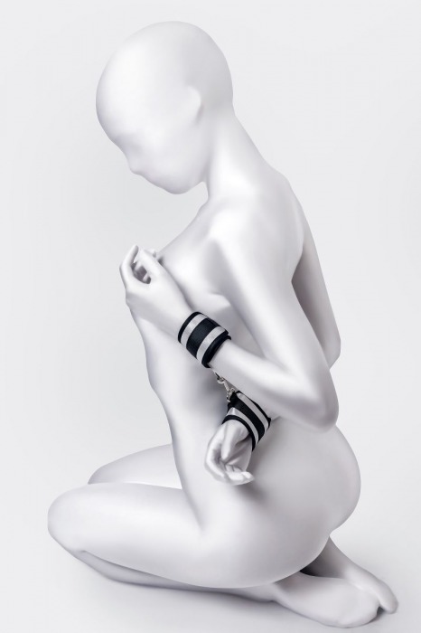 Серебристо-черные наручники Anonymo - ToyFa - купить с доставкой в Нижнем Новгороде