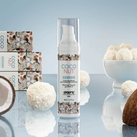 Разогревающее массажное масло с ароматом кокоса Gourmet Coconut - 50 мл. - Exsens - купить с доставкой в Нижнем Новгороде