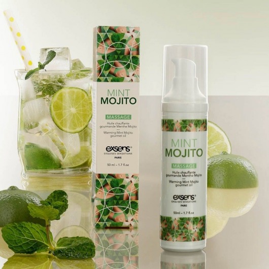 Разогревающее массажное масло с ароматом мохито Gourmet Mint Mojito - 50 мл. - Exsens - купить с доставкой в Нижнем Новгороде