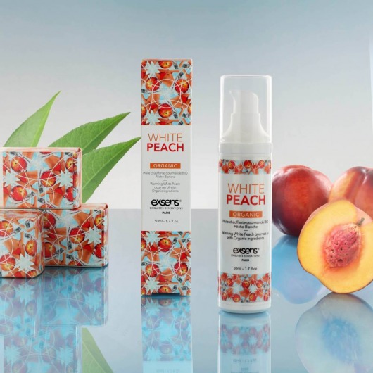 Разогревающее массажное масло Gourmet White Peach Organic с органическими ингредиентами - 50 мл. - Exsens - купить с доставкой в Нижнем Новгороде