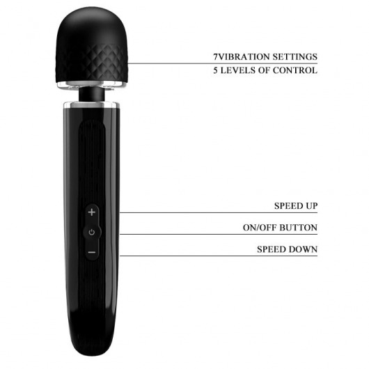 Черный мощный жезловый вибратор с изогнутой ручкой Charming Massager - 24 см. - Baile