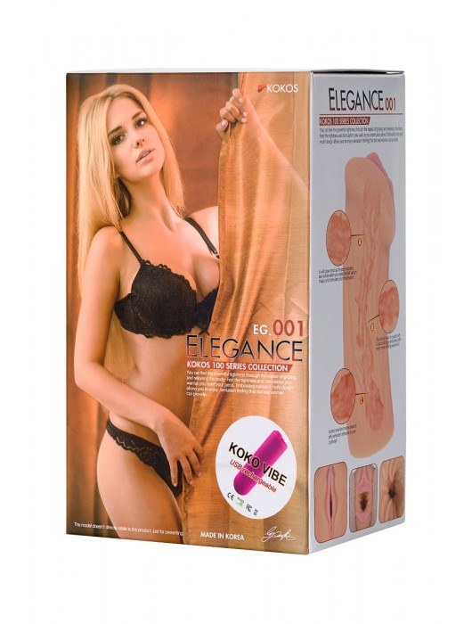 Реалистичный мастурбатор-вагина телесного цвета Elegance.001 с вибрацией - KOKOS - в Нижнем Новгороде купить с доставкой