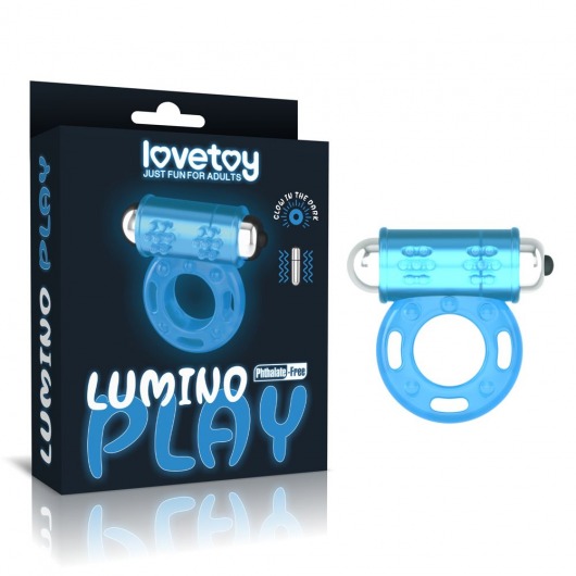 Голубое, светящееся в темноте эрекционное виброкольцо Lumino Play Vibrating Penis Ring - Lovetoy - в Нижнем Новгороде купить с доставкой