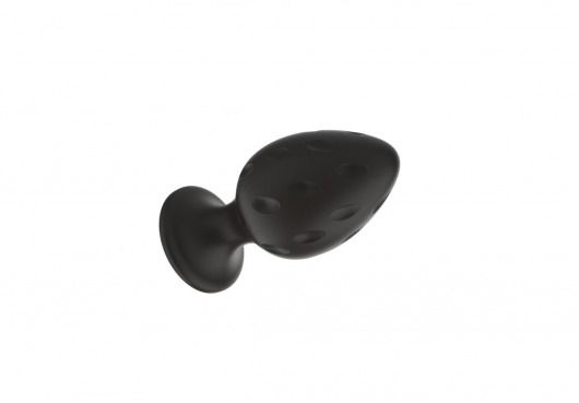 Черная малая силиконовая анальная пробка с рельефом в виде углублений - Свободный ассортимент