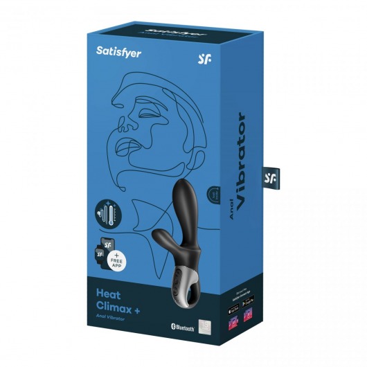Черный анальный вибратор Heat Climax+ с функцией нагрева - 20,6 см. - Satisfyer - в Нижнем Новгороде купить с доставкой