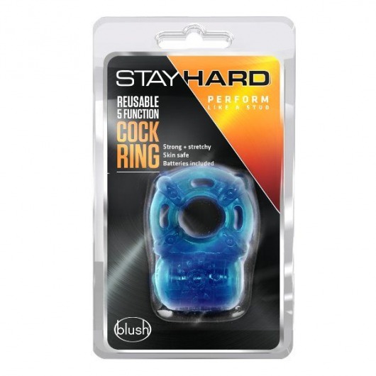 Голубое эрекционное виброкольцо Reusable 5 Function Cock Ring - Blush Novelties - в Нижнем Новгороде купить с доставкой