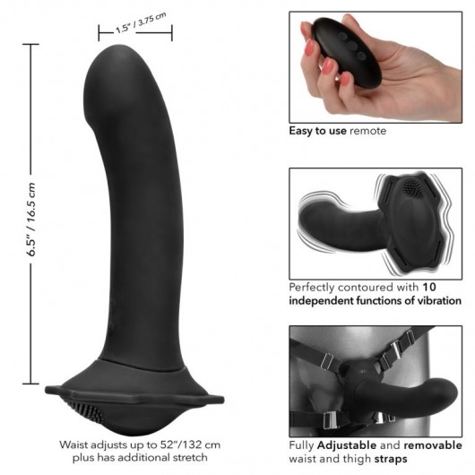 Черный женский страпон с вибрацией Me2 Remote Rumbler - 16,5 см. - California Exotic Novelties - купить с доставкой в Нижнем Новгороде