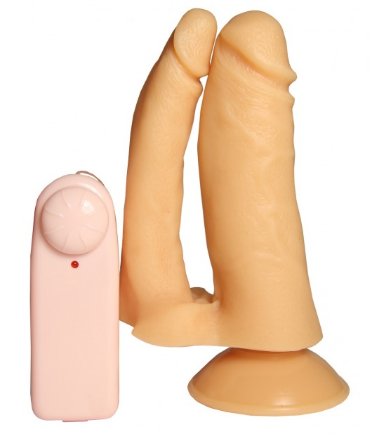 Двойной анально-вагинальный вибратор с присоской - 14 см. - Сумерки богов