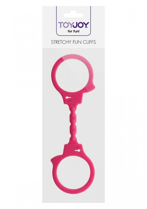 Розовые эластичные наручники STRETCHY FUN CUFFS - Toy Joy - купить с доставкой в Нижнем Новгороде