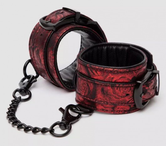 Красно-черные наручники Reversible Faux Leather Wrist Cuffs - Fifty Shades of Grey - купить с доставкой в Нижнем Новгороде