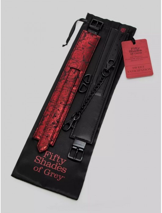 Красно-черные оковы Reversible Faux Leather Ankle Cuffs - Fifty Shades of Grey - купить с доставкой в Нижнем Новгороде