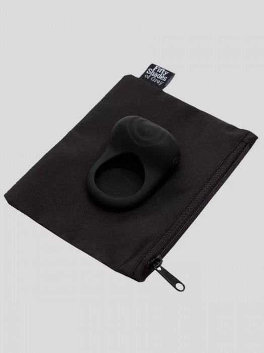 Черное эрекционное виброкольцо Sensation Rechargeable Vibrating Love Ring - Fifty Shades of Grey - в Нижнем Новгороде купить с доставкой
