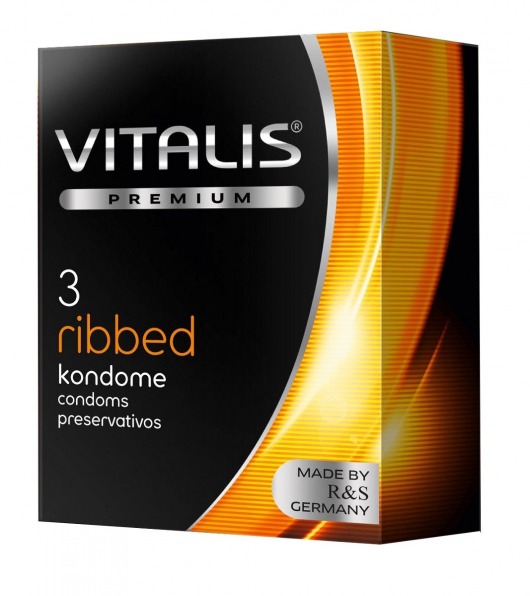 Ребристые презервативы VITALIS PREMIUM ribbed - 3 шт. - Vitalis - купить с доставкой в Нижнем Новгороде